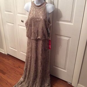 Gold sequined evening gown